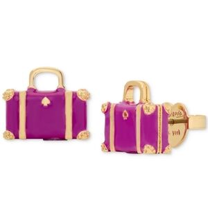 Kate Spade Pink & Gold "Away We Go" Suitcase Earrings
